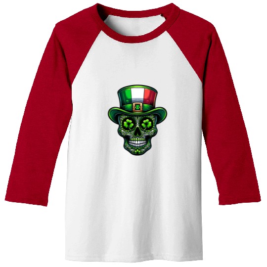 St Patricks Day Irish Sugar Skull Day Of Dead Baseball Tees