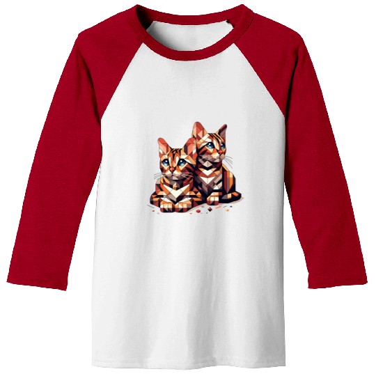 Bengal Kittens Geometric Shape Baseball Tees
