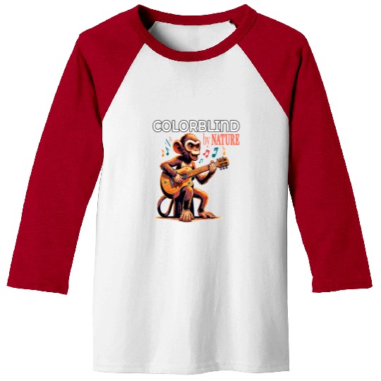 Colorblind by Nature, Melodic Monkey Strums Baseball Tees
