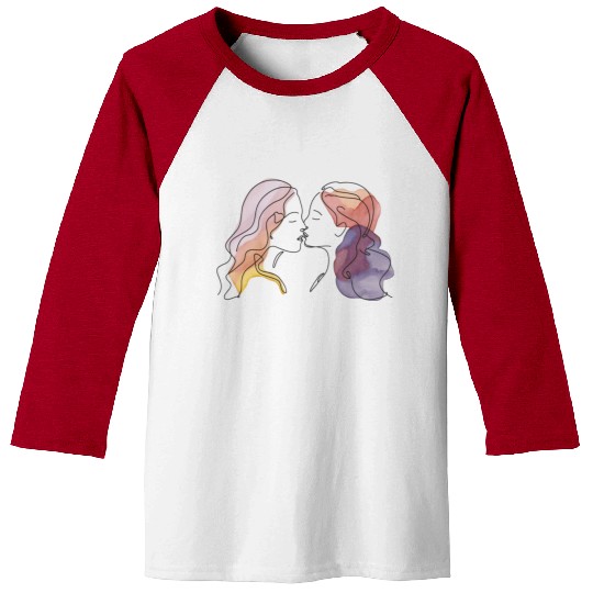 Lesbian Couple Simple Minimalistic Drawing Baseball Tees