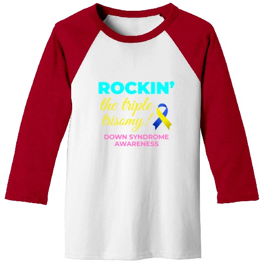 Down Syndrome Awareness Triple Trisomy Rock Baseball Tees