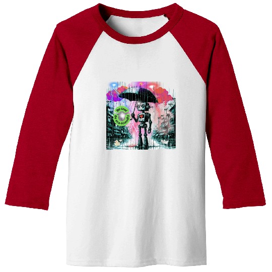"Rainy Day Resilience: Eco-Friendly Robot" 2 Baseball Tees