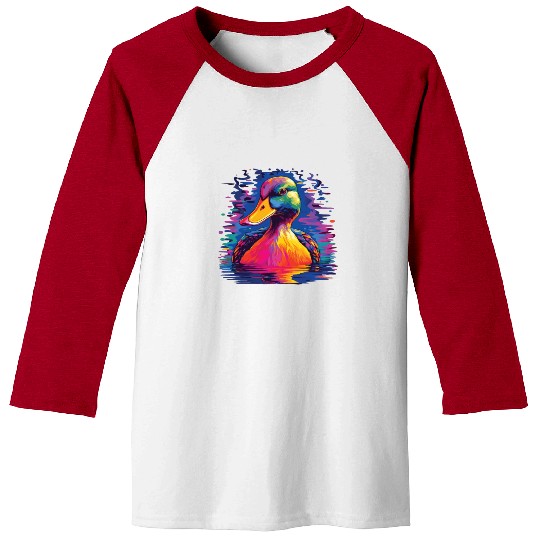 Watercolor Colorful Alpaca Colorful Animals Baseball Tees