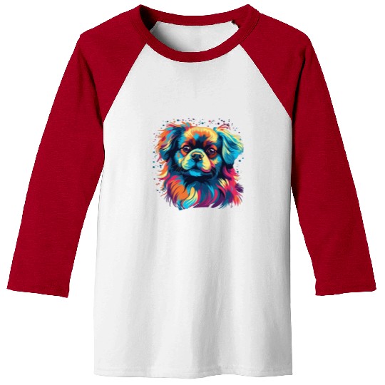 Watercolor Colorful Tibetan Spaniel Baseball Tees