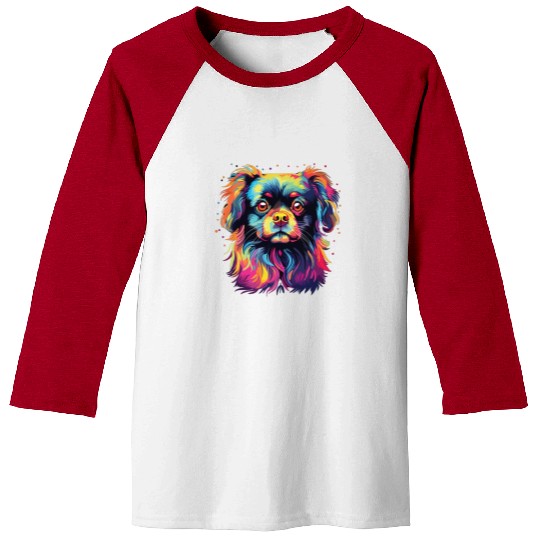 Watercolor Colorful Tibetan Spaniel Baseball Tees
