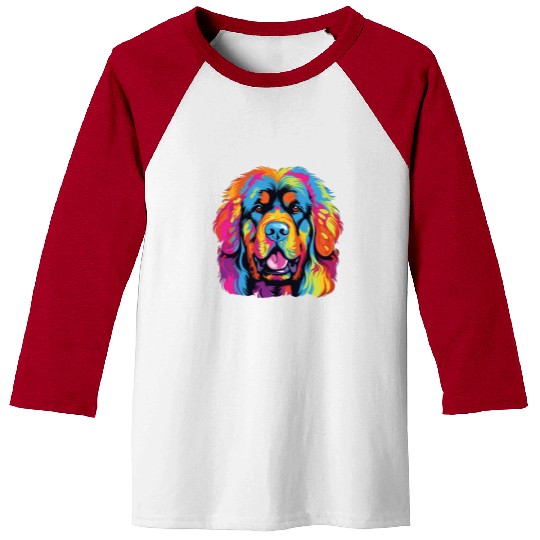 Watercolor Colorful Tibetan Mastiff Baseball Tees