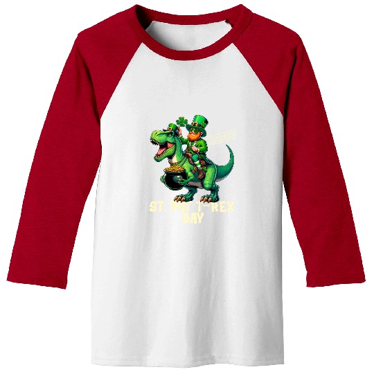 Happy St Pat-Rex Day Dinosaur Boys St Patricks Day Baseball Tees