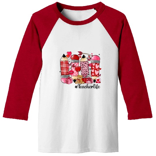 valentines day teacher life Baseball Tees