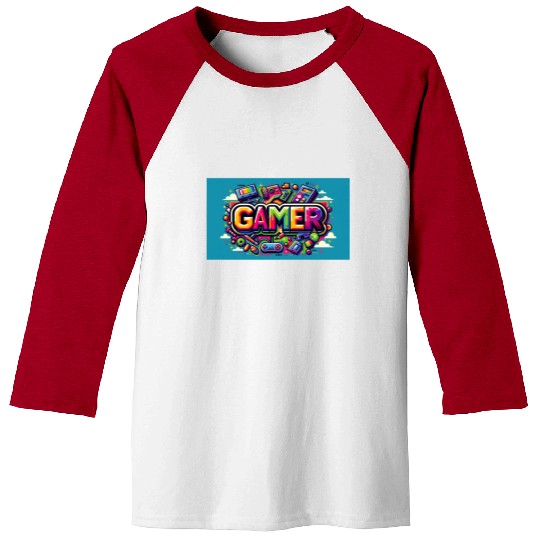 Neon Arcade Retro Gamer Baseball Tees