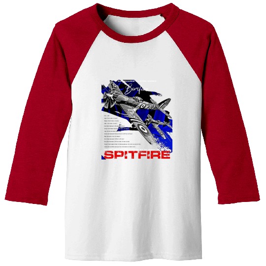 Spitfire Vintage English WW2 Fighter Aircraft Baseball Tees