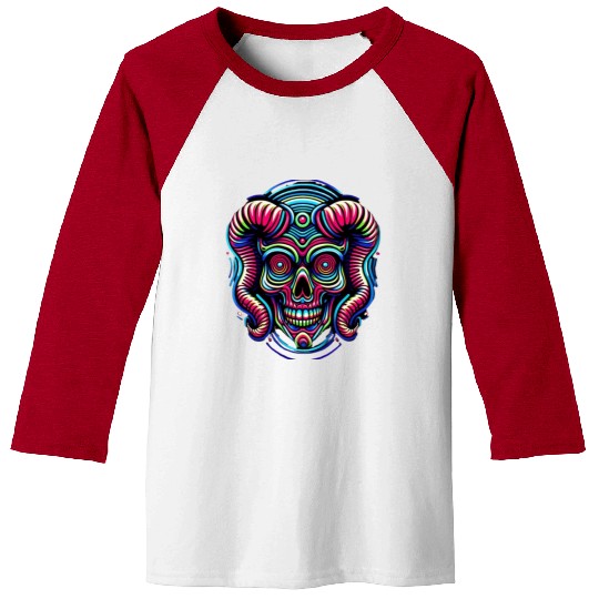 Abstract skull design cartoon neon. Baseball Tees