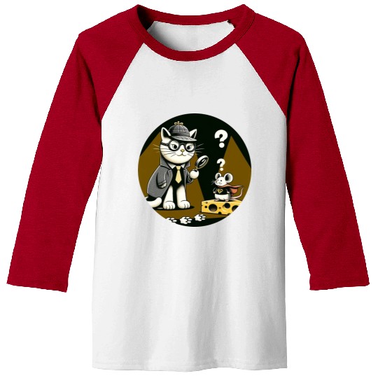 Detective Cat and Superhero Mouse Adventure Baseball Tees