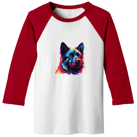 Watercolor Colorful Norwegian Elkhound Baseball Tees