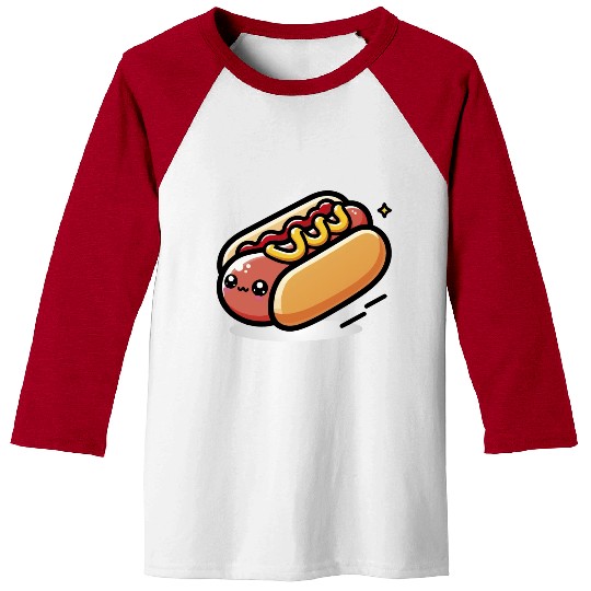Cute Kawaii Hot dog Baseball Tees