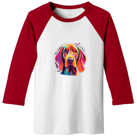 Watercolor Colorful Redbone Coonhound Baseball Tees