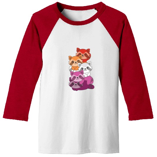 Lesbian Flag Pride Lgbtq Cute Raccoon Baseball Tees