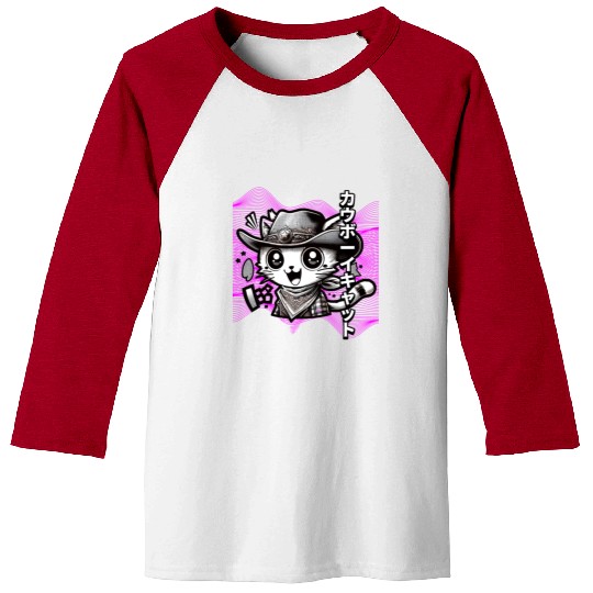 Yeehaw Meow: Manga Cowboy Cat Extravaganza Baseball Tees