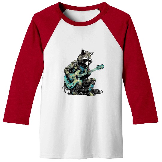 Raccoon with a Guitar Baseball Tees