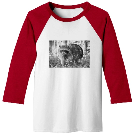 cute racoon walking through wooded forest Baseball Tees