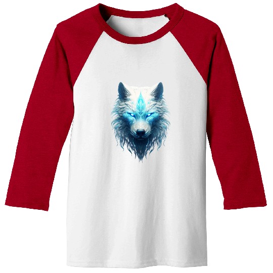 Spirit animal wolf with glowing blue tribal marks Baseball Tees