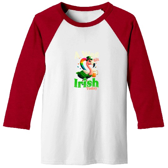 Irish Flamingo St Patricks A Wee Bit Irish Baseball Tees