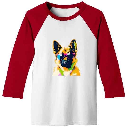 Cute German Shepherd Pop Art Design Baseball Tees