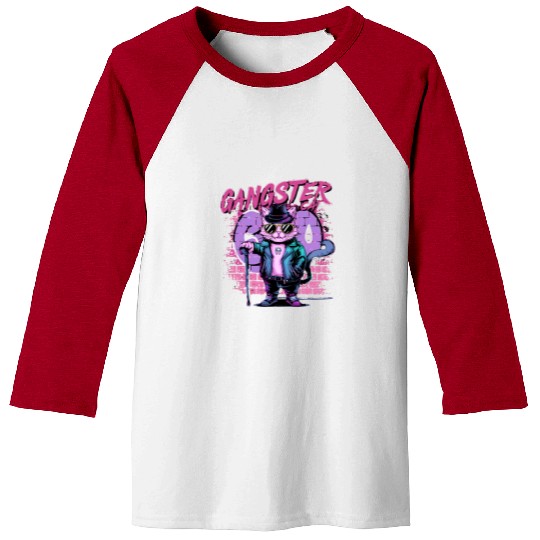 gangster cat neon design Baseball Tees