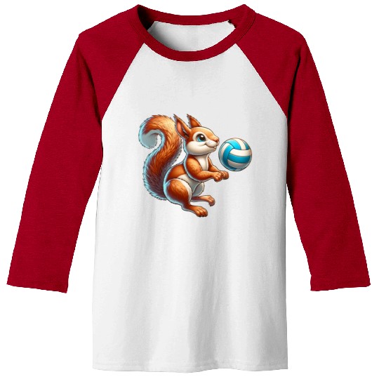 Volleyball Player Squirrel Fun Animal Lover Baseball Tees