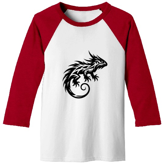 Shaggy Bearded Dragon Tribal Dragon Tattoo Baseball Tees