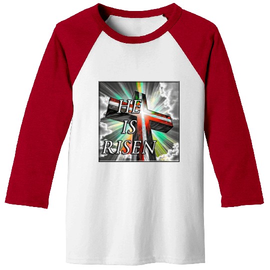 Cross, He is Risen - 1 Baseball Tees