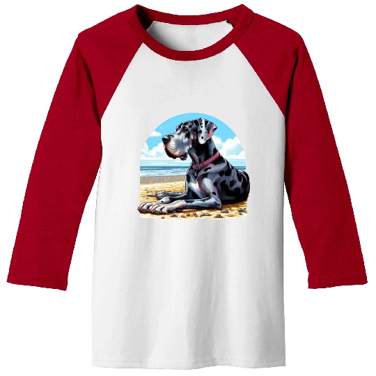Great Dane On The Beach Baseball Tees