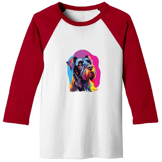 Watercolor Colorful Giant Schnauzer Baseball Tees