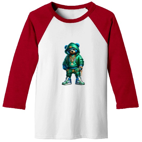 Hustle Anarchy green royal bear Baseball Tees