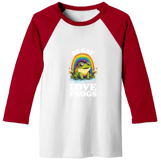 Be Gay Love Frogs Funny LGBTQ Pride Rainbow Retro Baseball Tees
