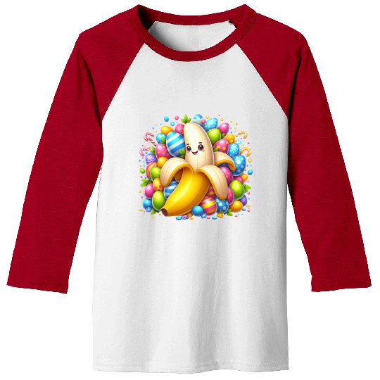 Banana Among Colorful Easter Eggs Baseball Tees