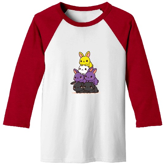 Bunnies Nonbinary Flag Pride Month Cute Bunny Baseball Tees