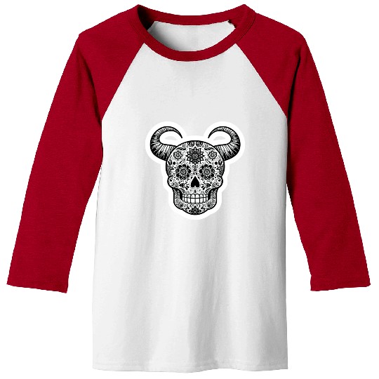 Sweet Enchantment: Sugar Horned Skull- sugar skull Baseball Tees