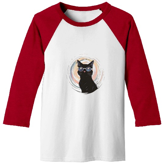 Solar Eclipse 2024 Cat Wearing Glasses Baseball Tees