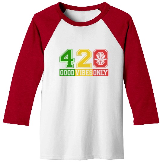 Witty 420 GoodVibes Herb Weed Marijuana Design Baseball Tees