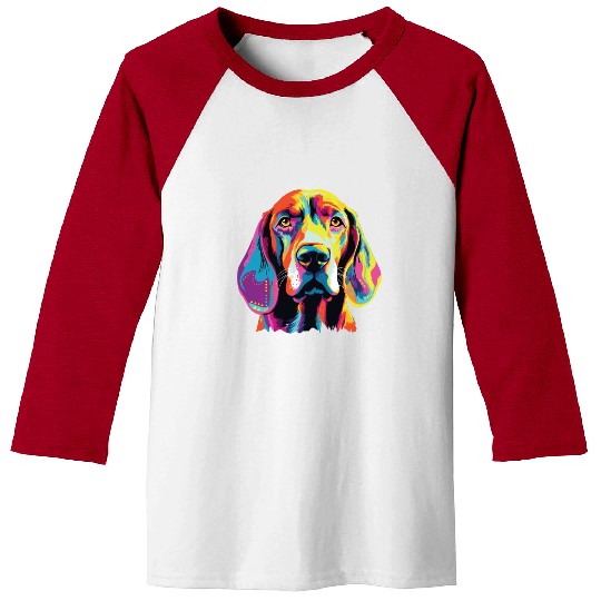Watercolor Colorful American English Coonhound Baseball Tees