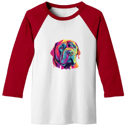 Watercolor Colorful Neapolitan Mastiff Baseball Tees