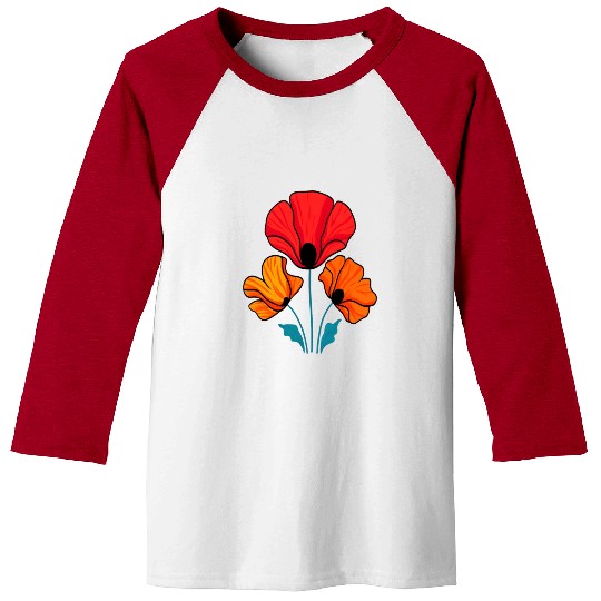 Poppy Bloom Baseball Tees