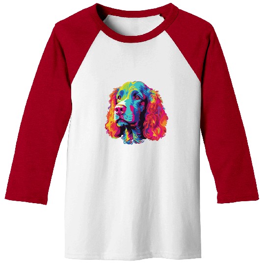 Watercolor Colorful Irish Water Water Spaniel Baseball Tees