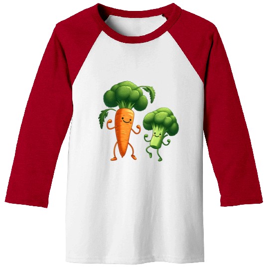 Carrot Dancing with Broccoli Baseball Tees