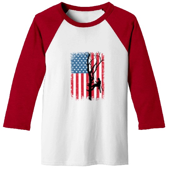 American Flag Arborist Gift For Men Cool Tree Love Baseball Tees