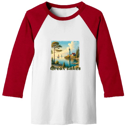 Great Lakes USA - Sailing and Motorboating Baseball Tees