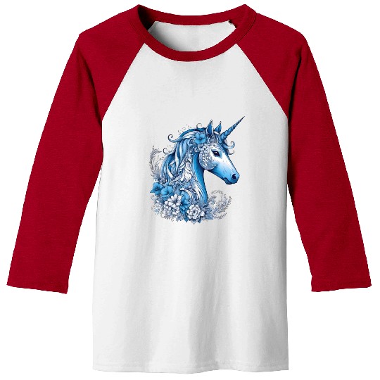 Abstract blue unicorn Baseball Tees