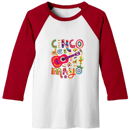 Cinco de Mayo Mexican Taco Guitar Fiesta Baseball Tees