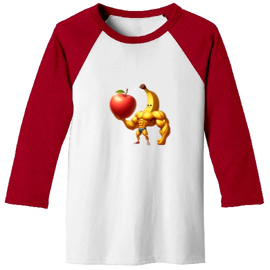 Muscular banana lifts huge apple Baseball Tees