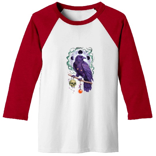 Mystical purple raven perched on a branch Baseball Tees